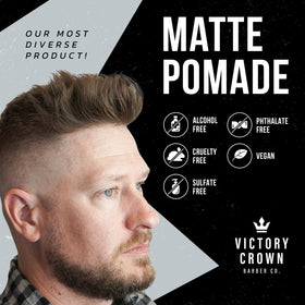 Hands applying Victory Crown Matte Pomade for a light versatile hold