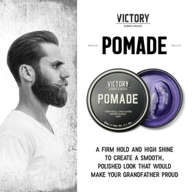 Victory Pomade being applied on hair for strong hold and shine.