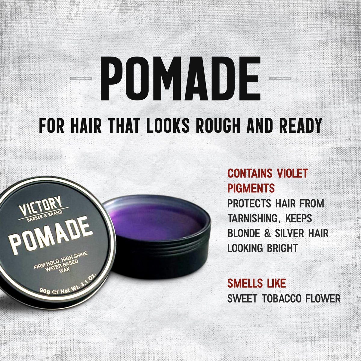 Victory Pomade violet pigment helps maintain bold hair tone.