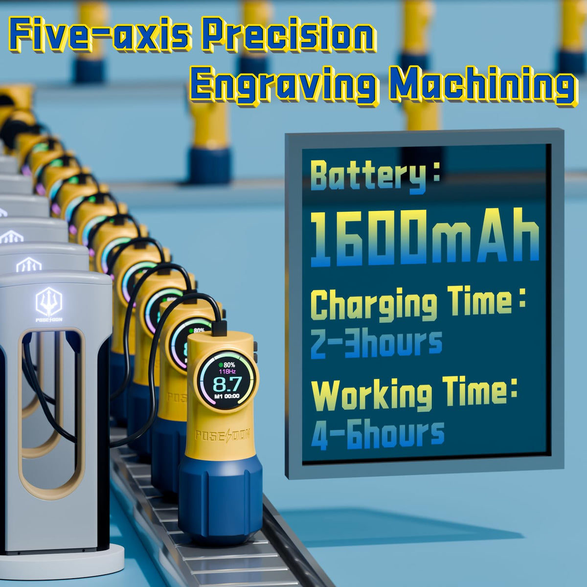 Poseidon pen LED screen shows time voltage and power level