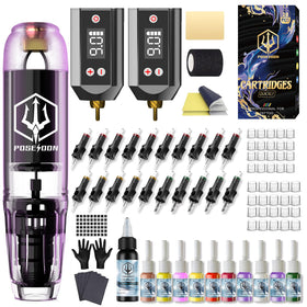 Vidattx Poseidon tattoo pen front view highlights ergonomic grip for precise line work.