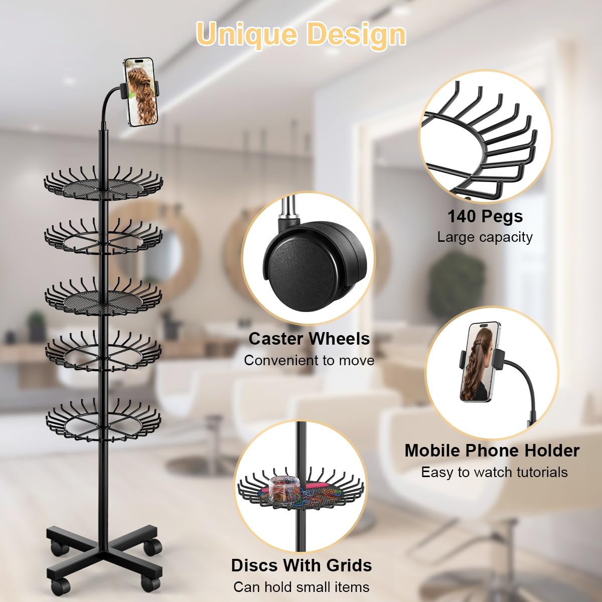 VIFOCUFY braiding rack top phone holder lets you view tutorials while braiding.