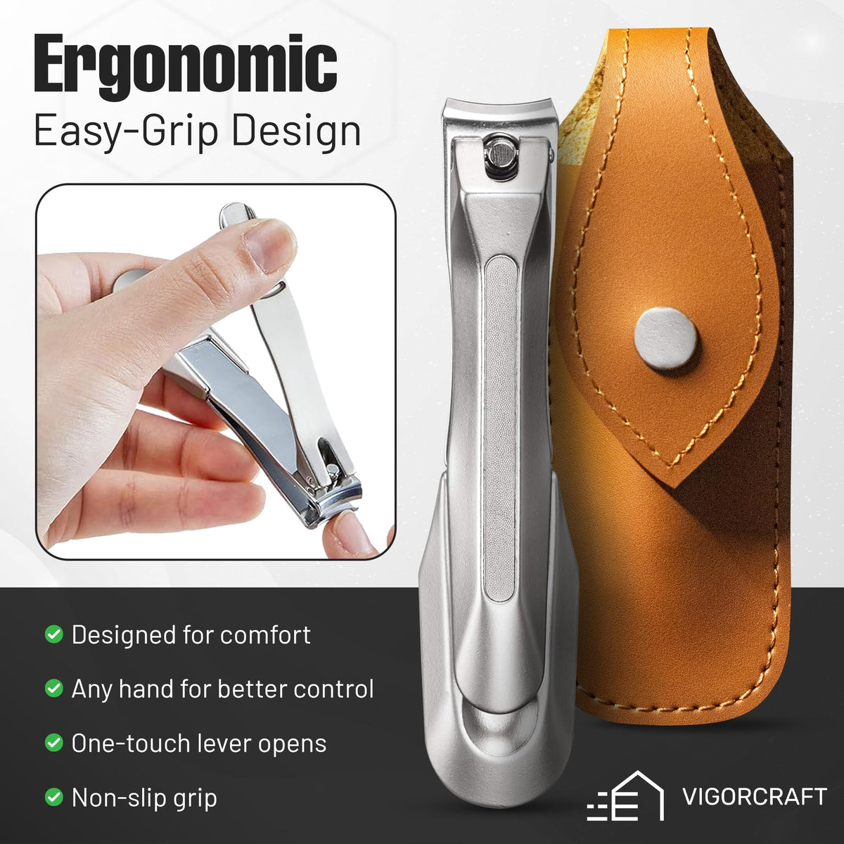 VIGORCRAFT Japanese stainless steel construction highlights durable, long-lasting blades.