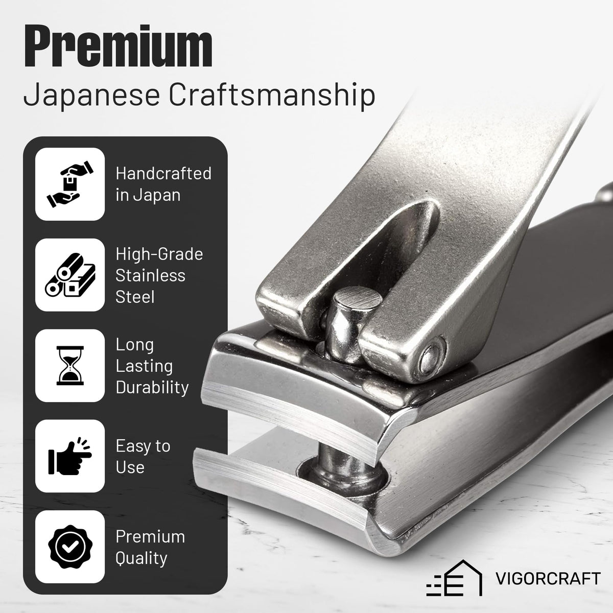 VIGORCRAFT nail clipper with leather case ready for travel and storage.