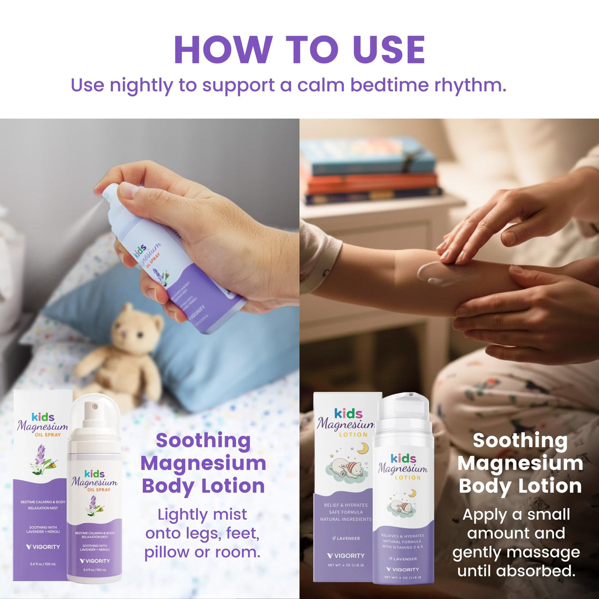 Vigority Bedtime aromatherapy scene with lavender-neroli promotes calm