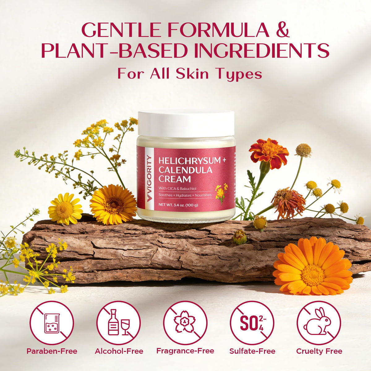Vigority Calendula Cream with bakuchiol and squalane supports balanced hydration