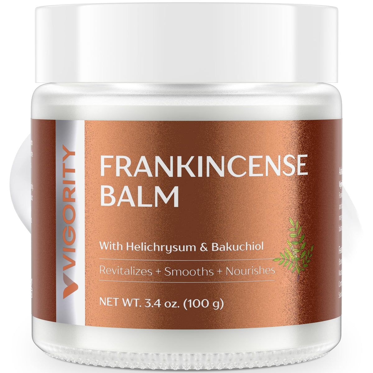 Vigority Frankincense Balm jar shows creamy texture ideal for dry skin hydration