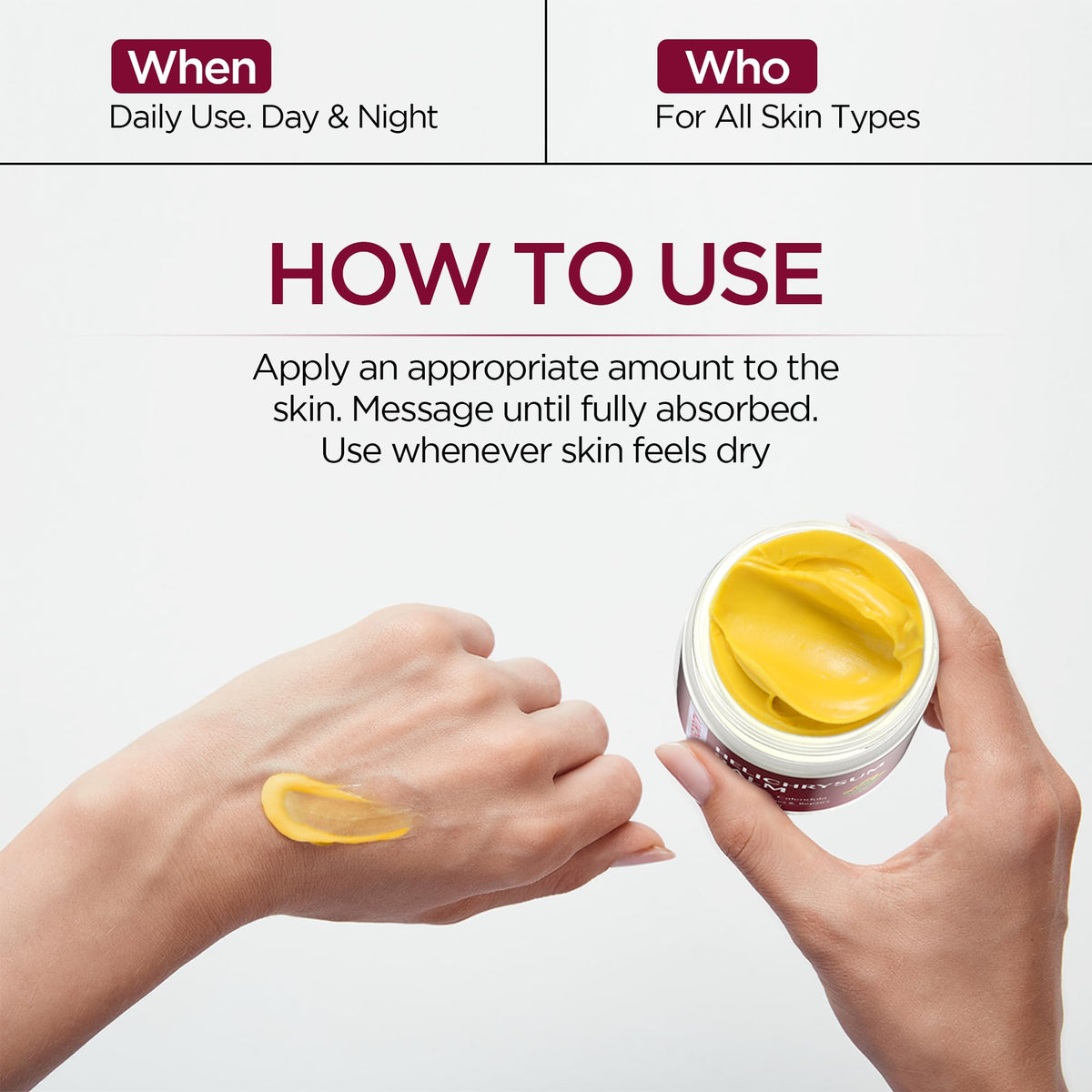 Vigority Helichrysum balm label emphasizing natural botanicals and ingredients