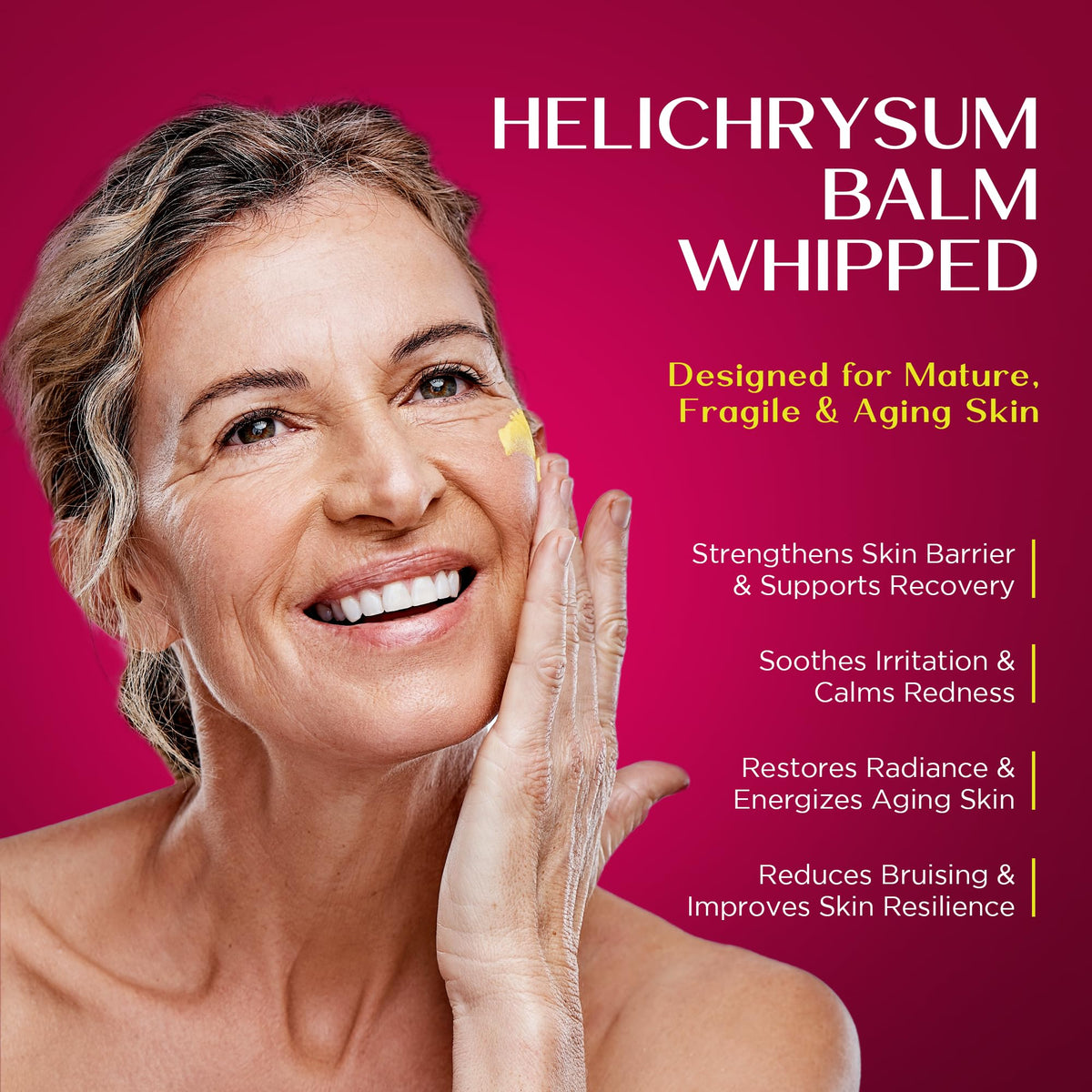 Vigority Helichrysum balm applied to skin demonstrating fast absorption and moisture