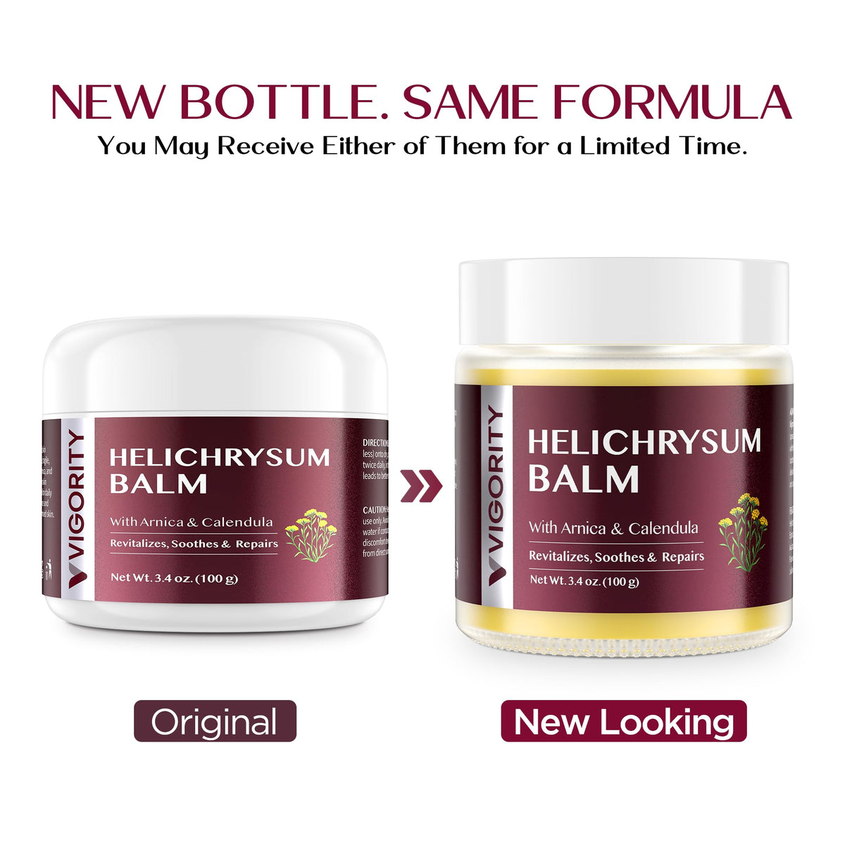 Vigority Helichrysum balm whipped texture spreading on skin for quick absorption