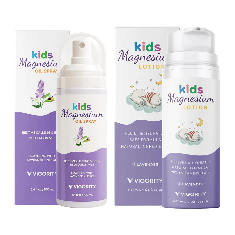 Vigority Kids Magnesium Lotion bottle for nighttime leg comfort and hydration