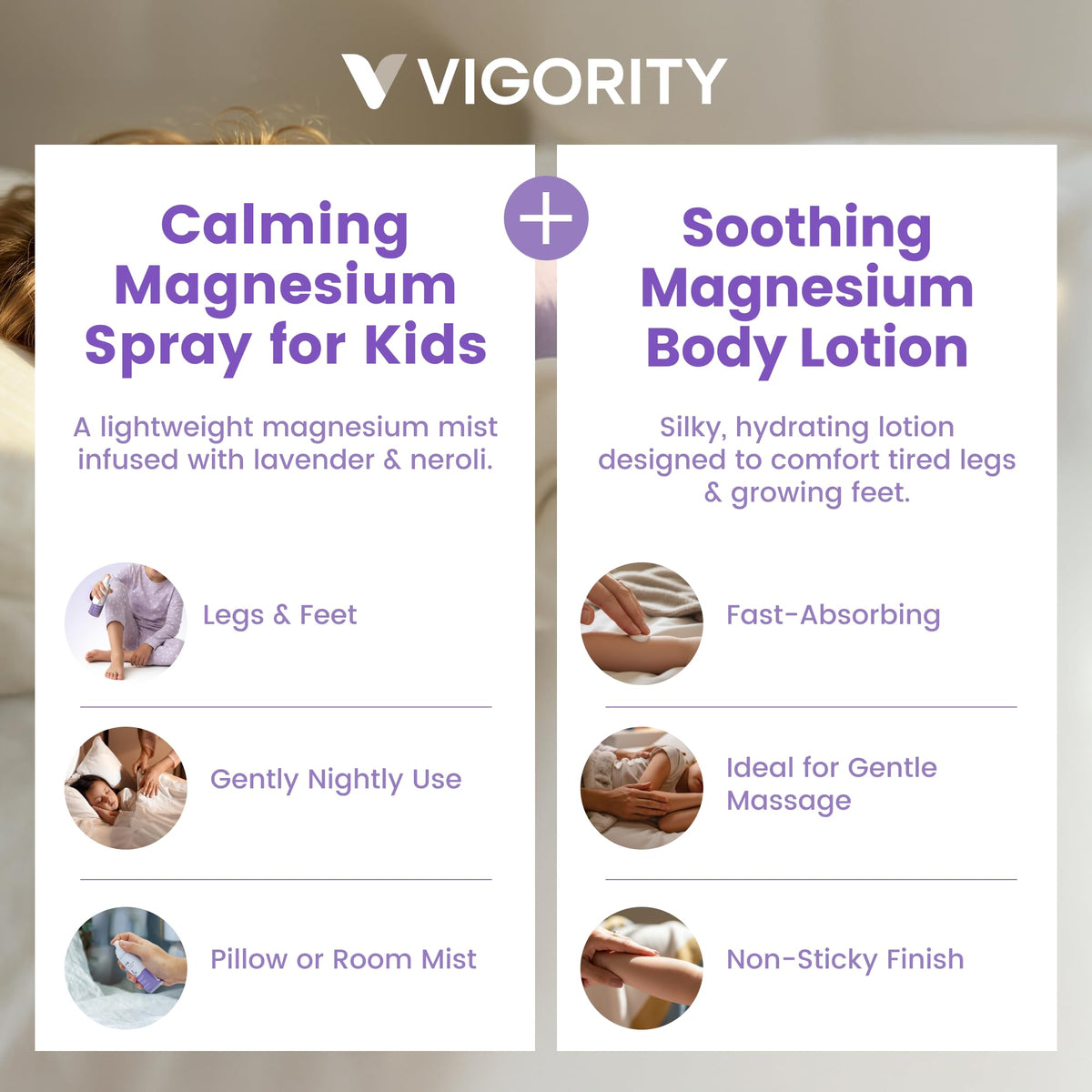 Vigority Sleep Spray mist on skin for a soothing bedtime ritual