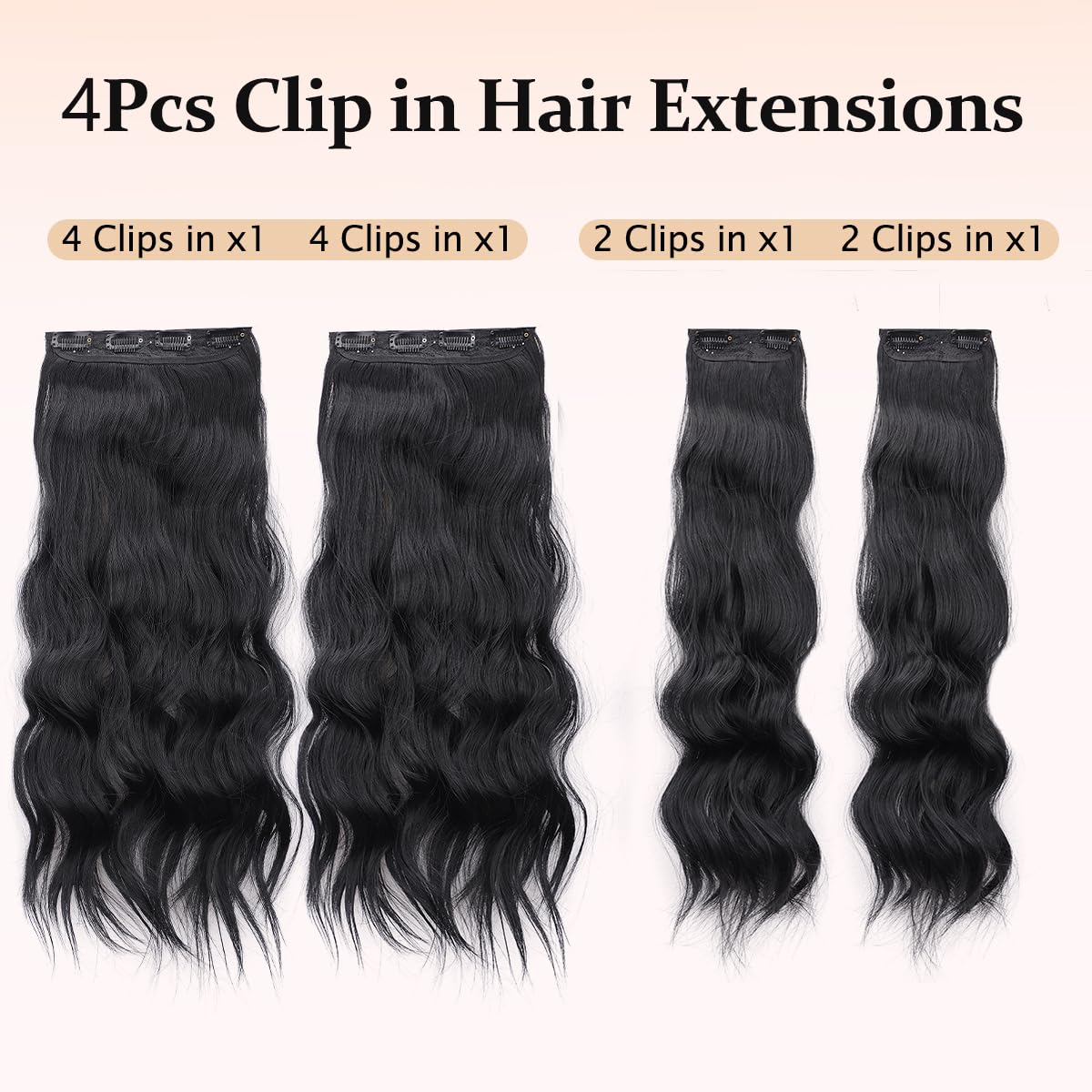 Vigorous clip-in extensions step-by-step snap-in process for quick length.