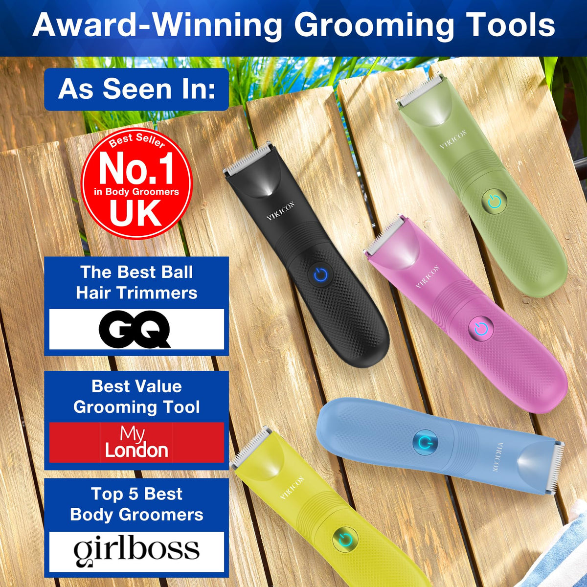VIKICON bikini trimmer USB C rechargeable portable for travel touch-ups