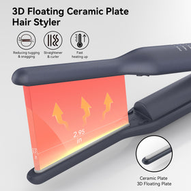 VIKICON mini flat iron close-up highlights slim plates for quick touch-ups.