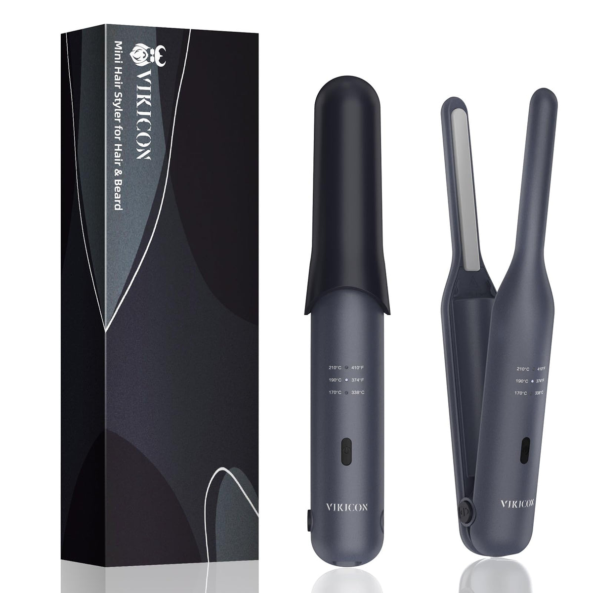 VIKICON cordless mini hair straightener with plates close-up for precise styling on the go.