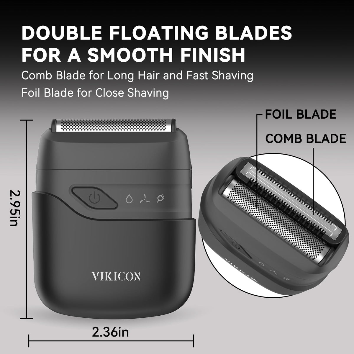 VIKICON dual-floating-blades close-up showing adaptive trimming for contours