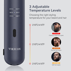 VIKICON precision flat iron for short hair grooming in action.