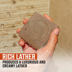 Viking Revolution natural bar soap delivers warm, woody bath time experience.