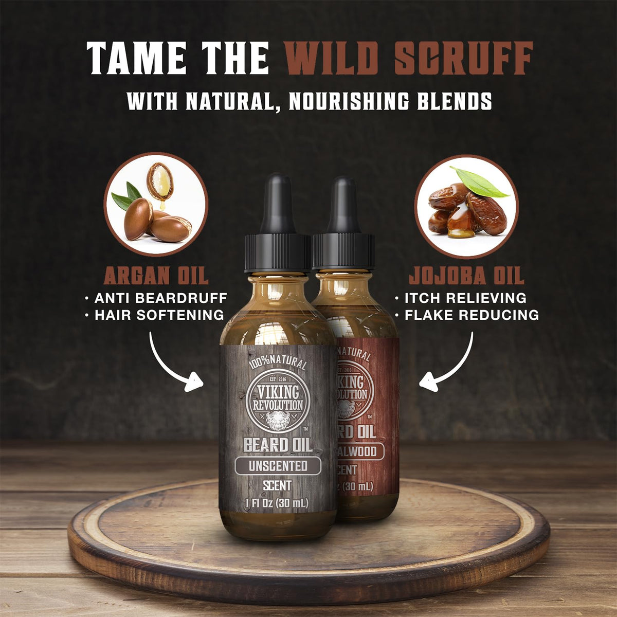 Viking Revolution argan and jojoba oil blend promotes softness and natural shine.