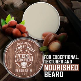 Viking Revolution beeswax formula provides light hold for tame beard hairs.