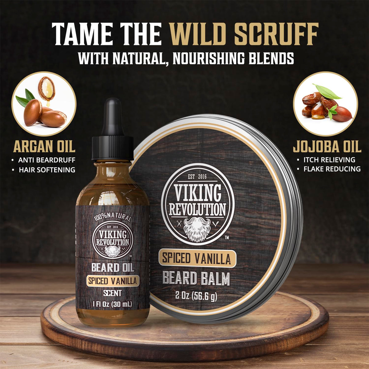 Viking Revolution Beard Balm styling for tame, natural hold.