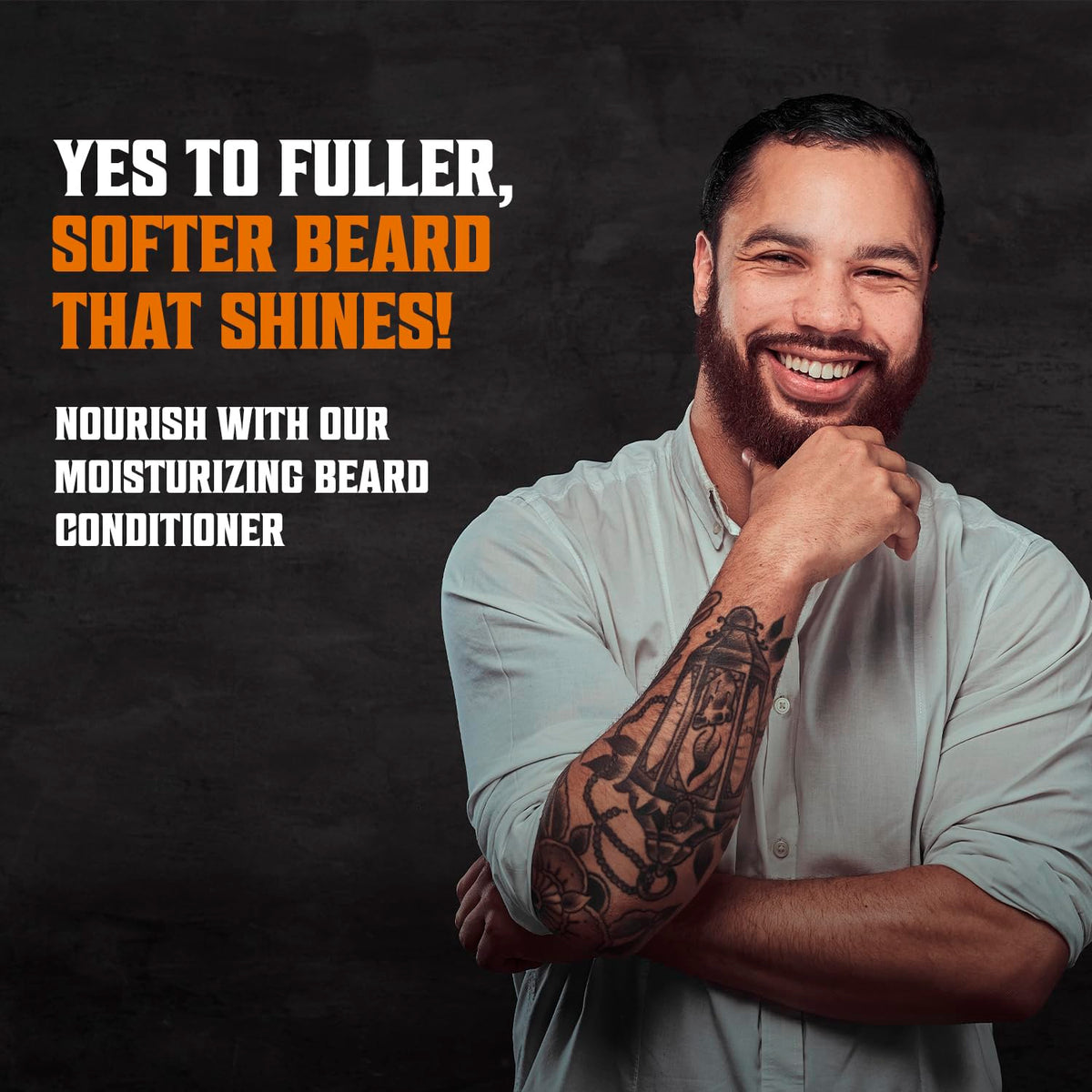 Hands applying Viking Revolution beard conditioner for silky softness