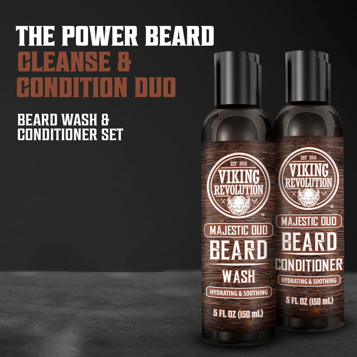 Viking Revolution beard conditioner bottle helps soften and detangle.