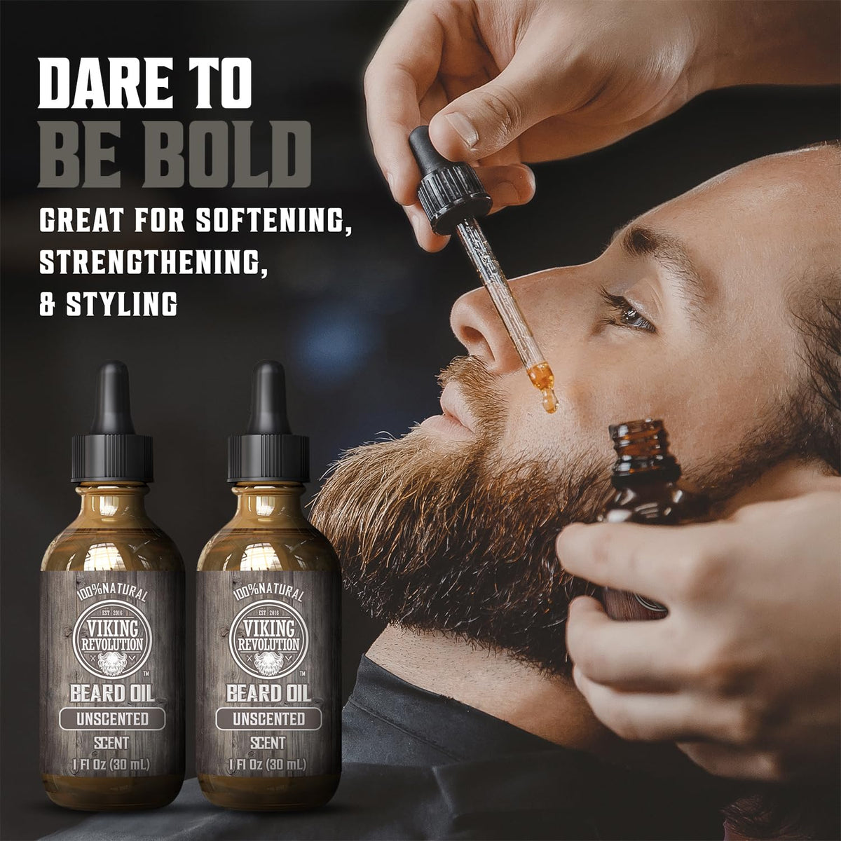 Viking Revolution beard oil with argan and jojoba ingredients and natural shine