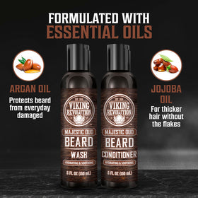Groomed beard with healthy shine after using Viking Revolution kit.