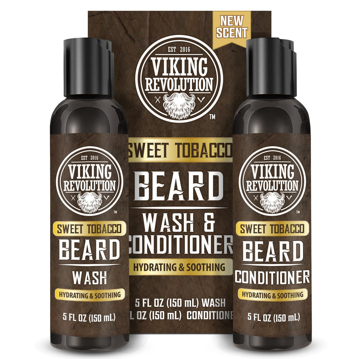 Viking Revolution beard wash bottle showing deep cleansing for a healthier beard.