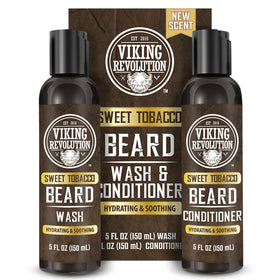 Viking Revolution beard wash bottle showing deep cleansing for a healthier beard.
