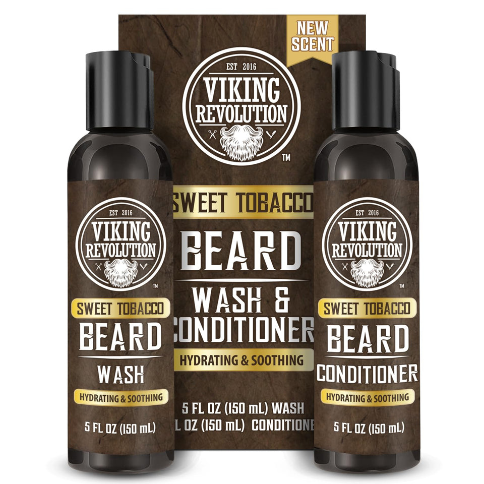Viking Revolution beard wash bottle showing deep cleansing for a healthier beard.