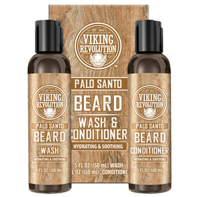 Viking Revolution beard wash Palo Santo bottle for a refreshing cleanse and soft beard.