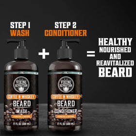 Viking Revolution brand logo on beard care bottle for trusted grooming
