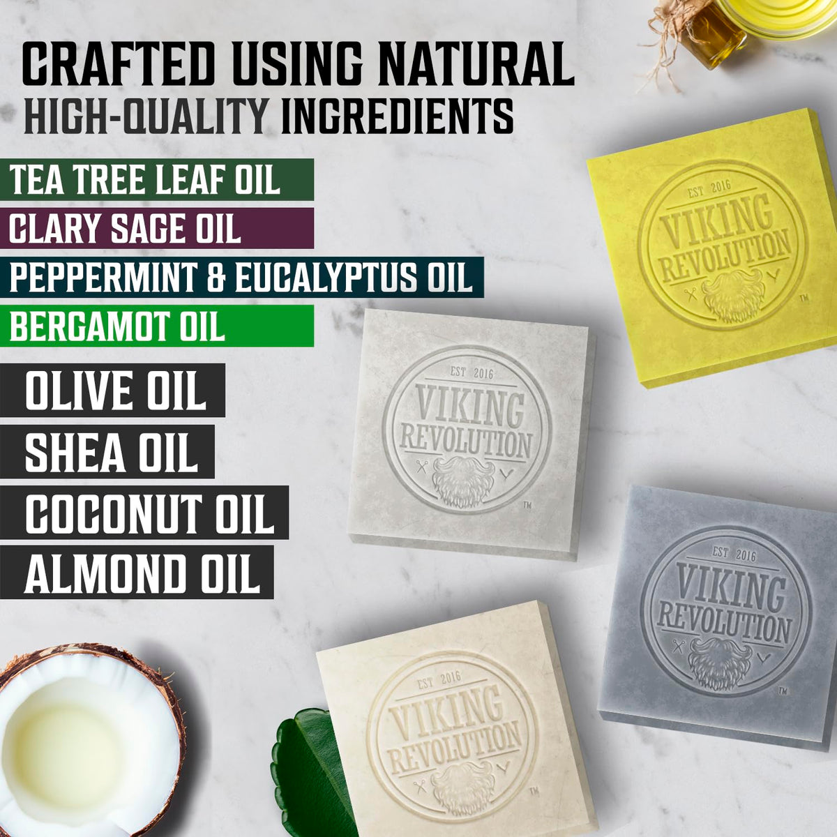 Viking Revolution Clary Sage Bar, soothing texture for sensitive skin.