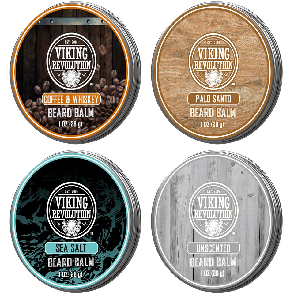 Viking Revolution Coffee & Whiskey beard balm jar for smooth, controlled beard texture.