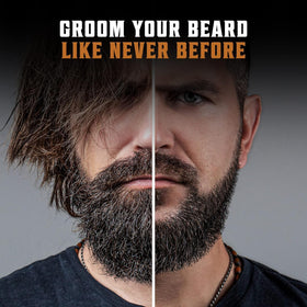 Viking Revolution beard balm provides light hold and shine.