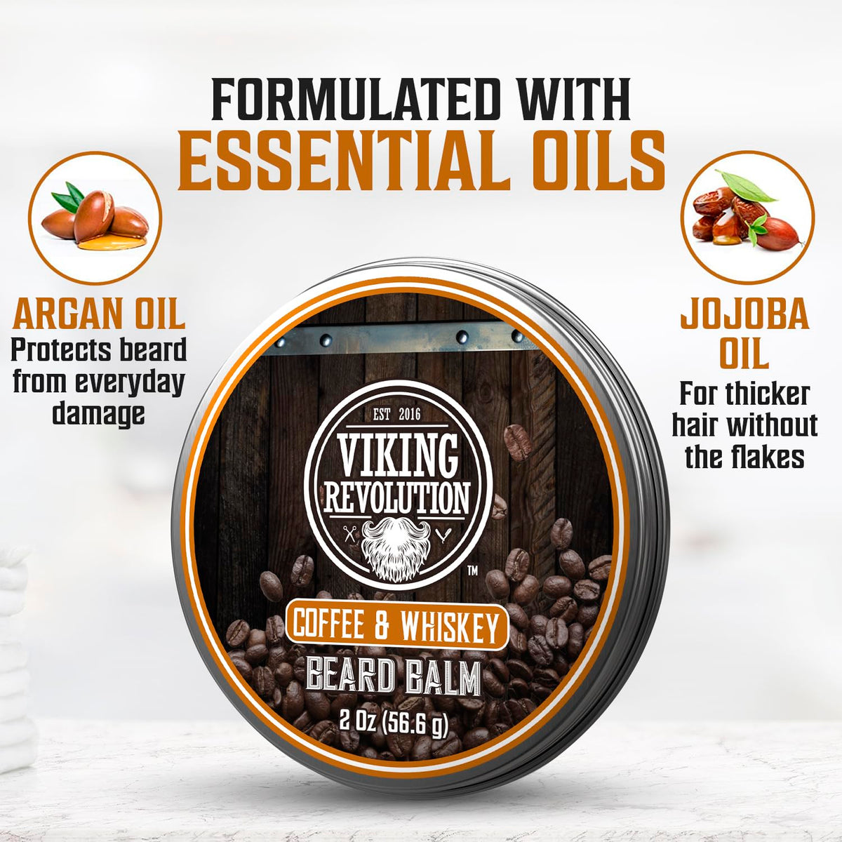 Viking Revolution beard oil nourishes and softens beard hair.