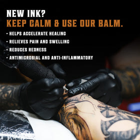 Viking Revolution during tattoo aftercare balm calming skin during inking