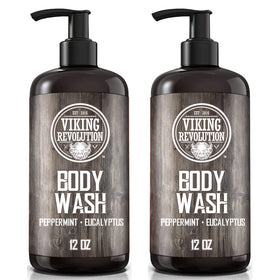 Viking Revolution eucalyptus peppermint bottle for a refreshing, masculine shower.
