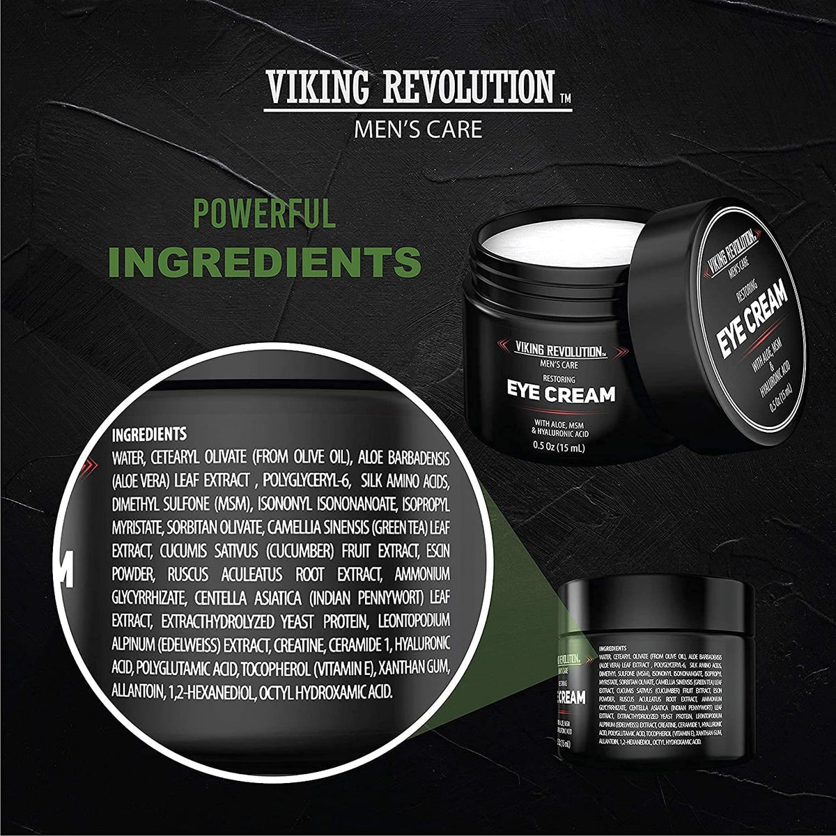 Premium packaging and branding of Viking Revolution eye cream.