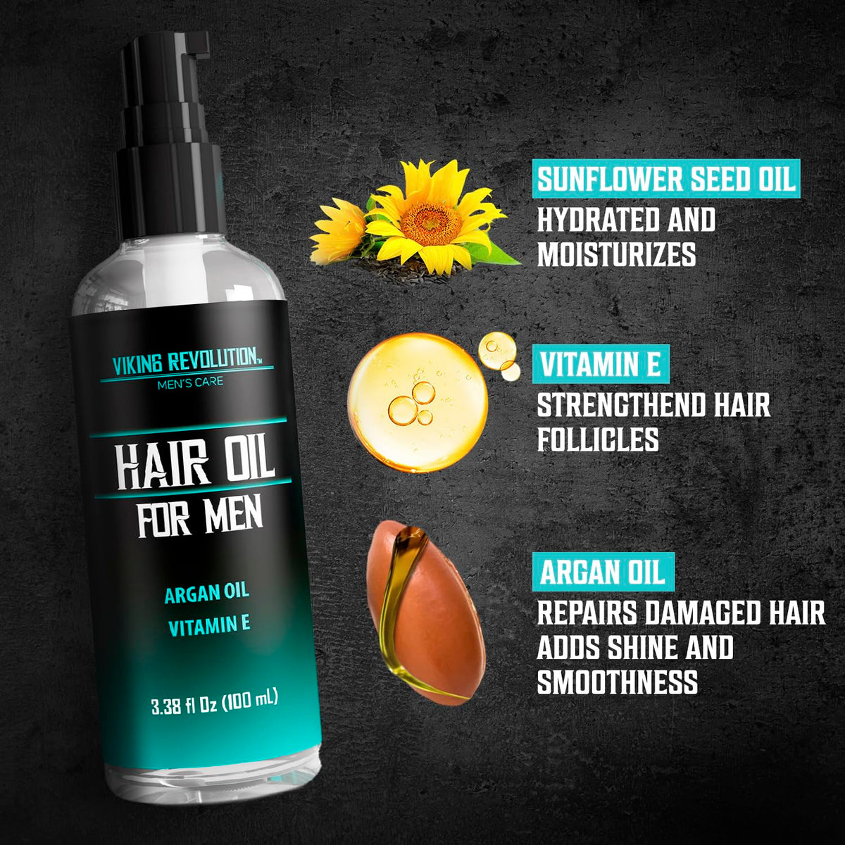 Viking Revolution hair oil applied to damp hair for shine