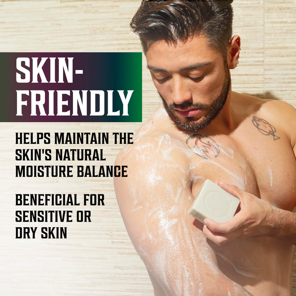 Viking Revolution men's bathroom scene with soap bar for grooming.