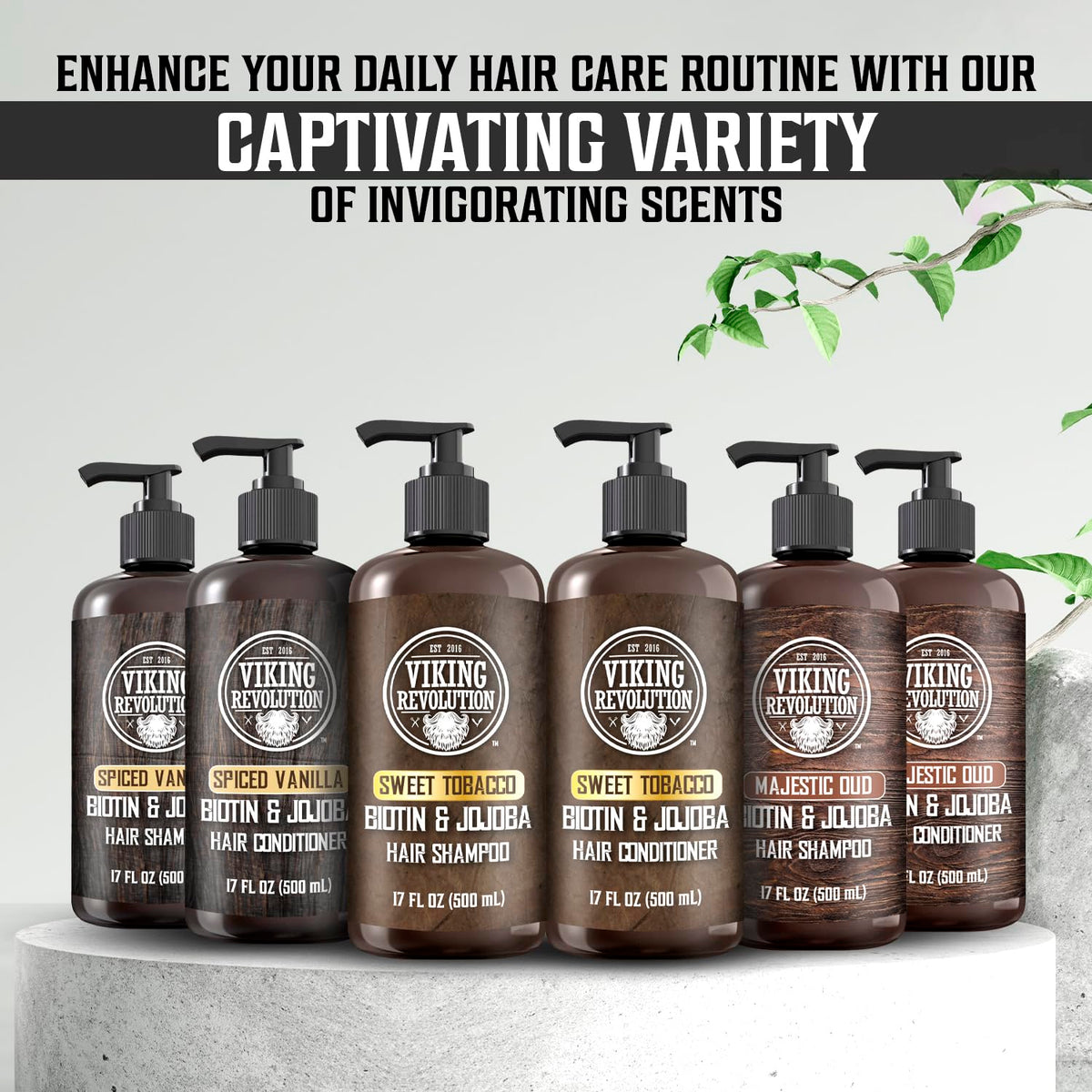 Viking Revolution men's haircare setup on shower shelf