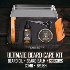 Viking Revolution metal gift tin keeps tools organized and travel-ready.