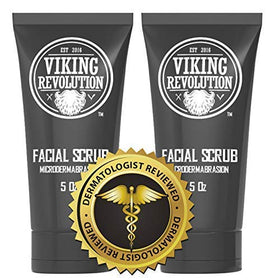 Viking Revolution microdermabrasion face scrub application shows skin prep action.