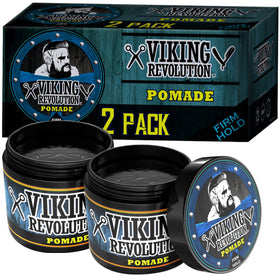 Viking Revolution pomade hands applying product for a sleek, polished look.