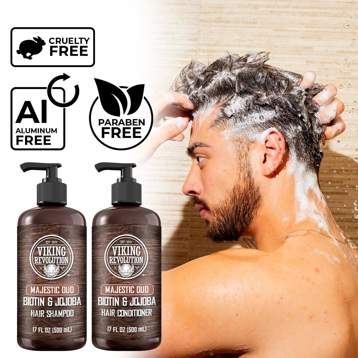 Viking Revolution rich foam during cleansing in the shower