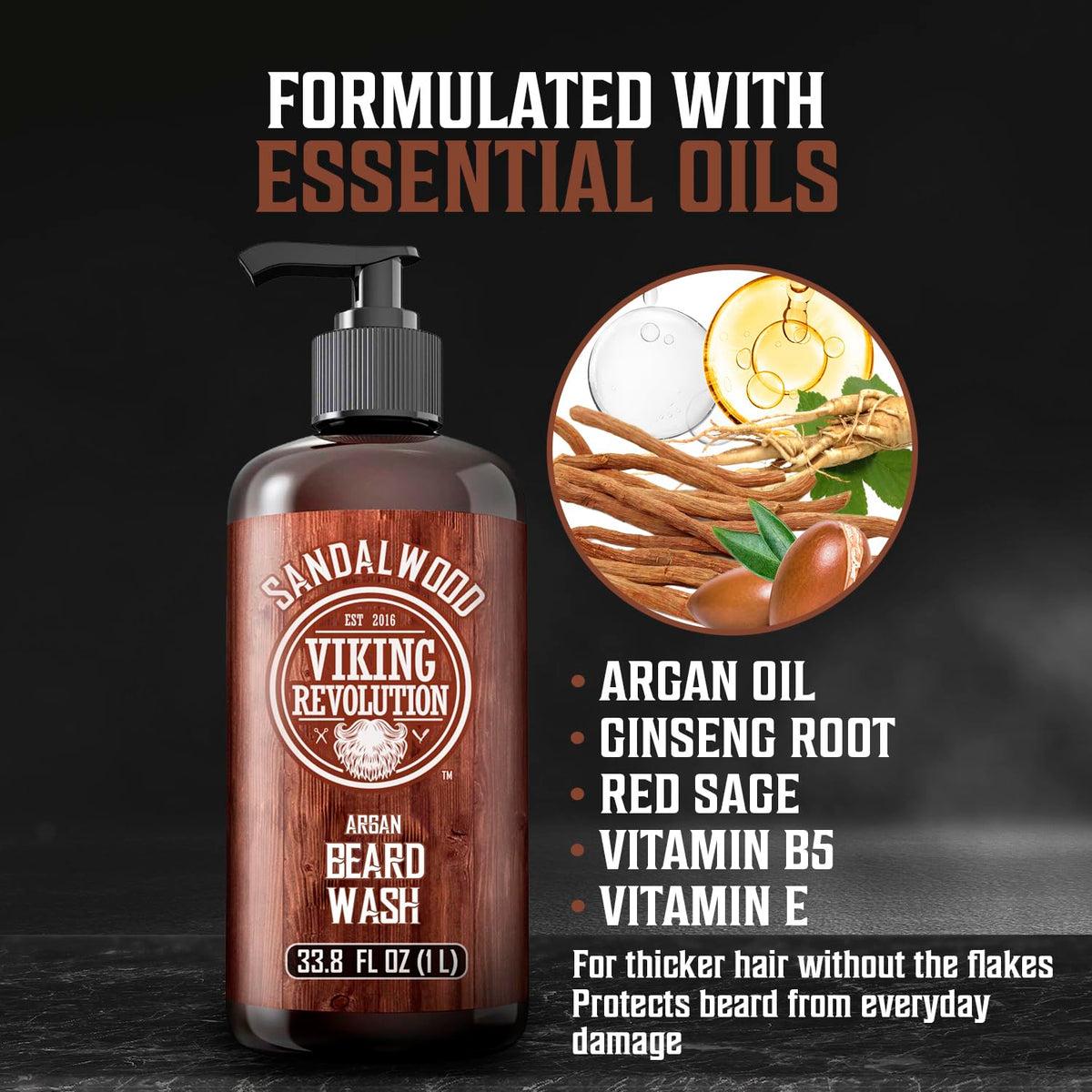 Viking Revolution sandalwood beard wash foamy lather highlights deep cleansing and softness